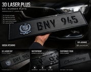 HZZA STUDIO Premium Customized 3D Laser Plus Gel Number Plate