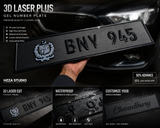 HZZA STUDIO Premium Customized 3D Laser Plus Gel Number Plate